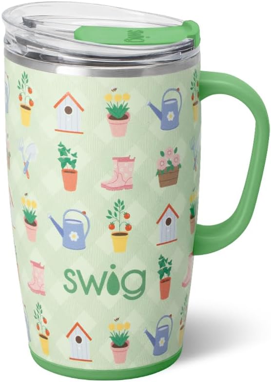 22oz Insulated Travel Mug with Handle & Lid, Pagoda Paradise | Triple Insulated Stainless Steel - Handle & Lid Included - Keeps Coffee Hot or Cold - Cup Holder Friendly