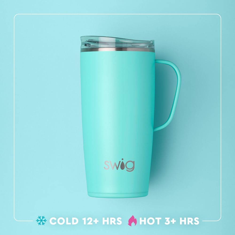 22oz Insulated Travel Mug with Handle & Lid, Pagoda Paradise | Triple Insulated Stainless Steel - Handle & Lid Included - Keeps Coffee Hot or Cold - Cup Holder Friendly