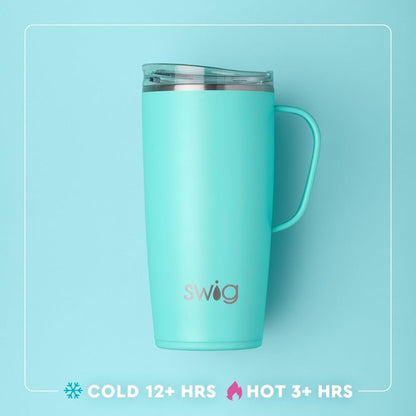 22oz Insulated Travel Mug with Handle & Lid, Pagoda Paradise | Triple Insulated Stainless Steel - Handle & Lid Included - Keeps Coffee Hot or Cold - Cup Holder Friendly