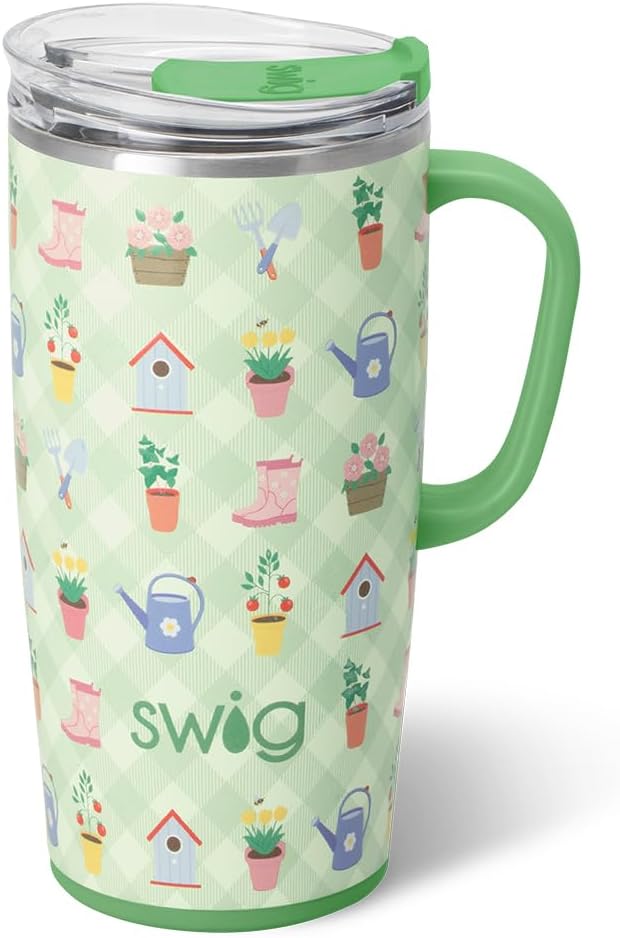 22oz Insulated Travel Mug with Handle & Lid, Pagoda Paradise | Triple Insulated Stainless Steel - Handle & Lid Included - Keeps Coffee Hot or Cold - Cup Holder Friendly