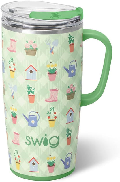 22oz Insulated Travel Mug with Handle & Lid, Pagoda Paradise | Triple Insulated Stainless Steel - Handle & Lid Included - Keeps Coffee Hot or Cold - Cup Holder Friendly