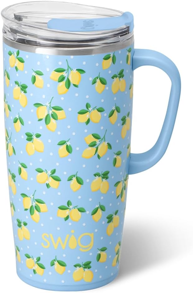 22oz Insulated Travel Mug with Handle & Lid, Pagoda Paradise | Triple Insulated Stainless Steel - Handle & Lid Included - Keeps Coffee Hot or Cold - Cup Holder Friendly