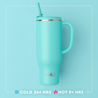 22oz Insulated Travel Mug with Handle & Lid, Pagoda Paradise | Triple Insulated Stainless Steel - Handle & Lid Included - Keeps Coffee Hot or Cold - Cup Holder Friendly