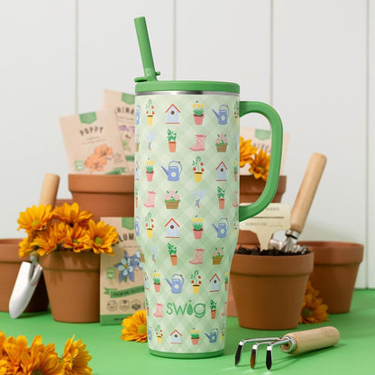 22oz Insulated Travel Mug with Handle & Lid, Pagoda Paradise | Triple Insulated Stainless Steel - Handle & Lid Included - Keeps Coffee Hot or Cold - Cup Holder Friendly