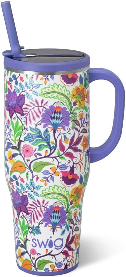 22oz Insulated Travel Mug with Handle & Lid, Pagoda Paradise | Triple Insulated Stainless Steel - Handle & Lid Included - Keeps Coffee Hot or Cold - Cup Holder Friendly