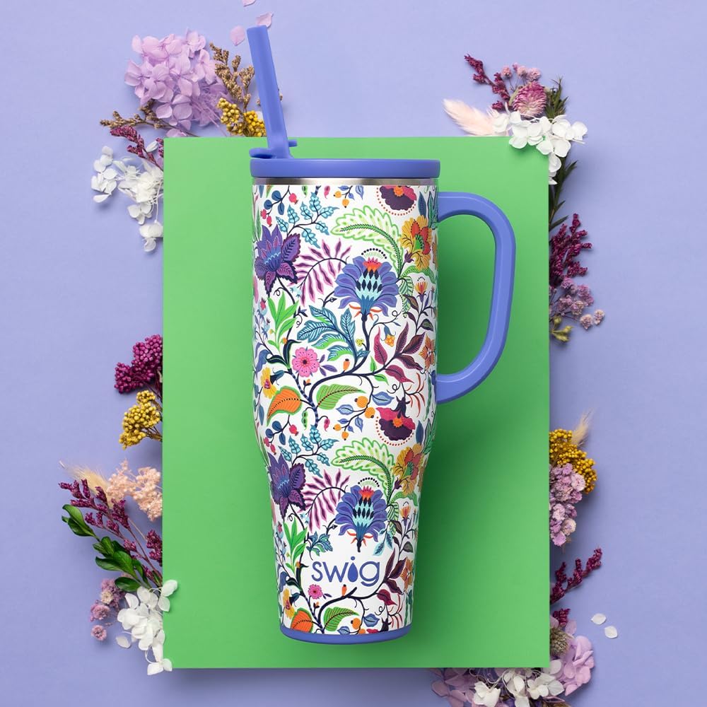 22oz Insulated Travel Mug with Handle & Lid, Pagoda Paradise | Triple Insulated Stainless Steel - Handle & Lid Included - Keeps Coffee Hot or Cold - Cup Holder Friendly