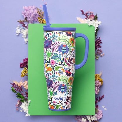 22oz Insulated Travel Mug with Handle & Lid, Pagoda Paradise | Triple Insulated Stainless Steel - Handle & Lid Included - Keeps Coffee Hot or Cold - Cup Holder Friendly