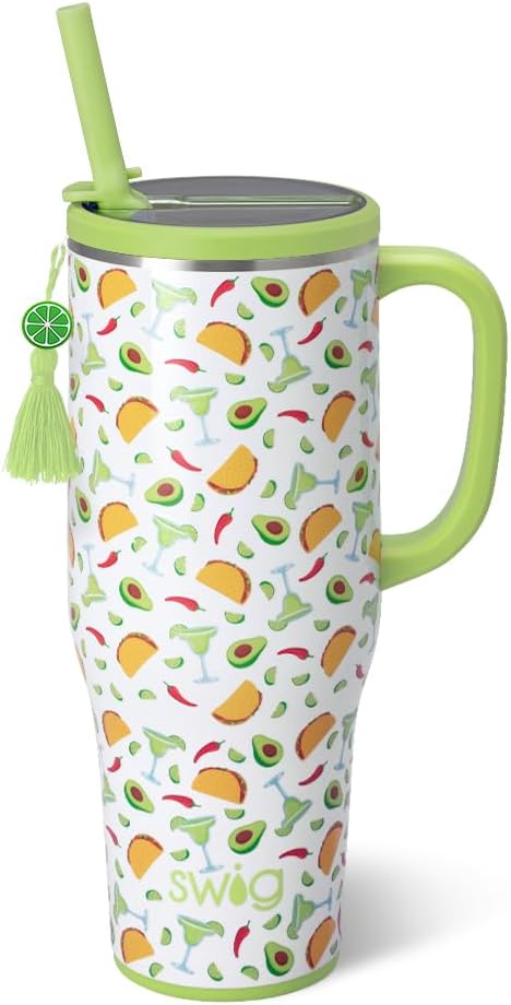 22oz Insulated Travel Mug with Handle & Lid, Pagoda Paradise | Triple Insulated Stainless Steel - Handle & Lid Included - Keeps Coffee Hot or Cold - Cup Holder Friendly
