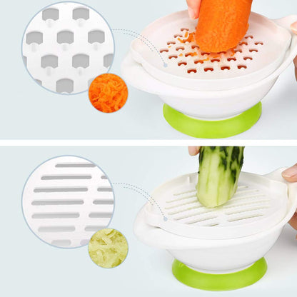 Versatile Baby Food Maker Set - Toddler Food Mills with Mash Bowl, Hand Masher, Citrus Juicer, Grater - Making Homemade Baby Food - Fruits and Vegetables Masher - No BPA ( Green)