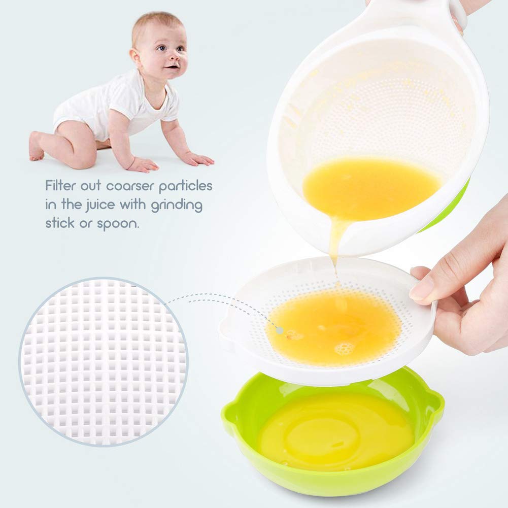 Versatile Baby Food Maker Set - Toddler Food Mills with Mash Bowl, Hand Masher, Citrus Juicer, Grater - Making Homemade Baby Food - Fruits and Vegetables Masher - No BPA ( Green)