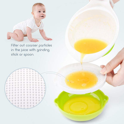 Versatile Baby Food Maker Set - Toddler Food Mills with Mash Bowl, Hand Masher, Citrus Juicer, Grater - Making Homemade Baby Food - Fruits and Vegetables Masher - No BPA ( Green)