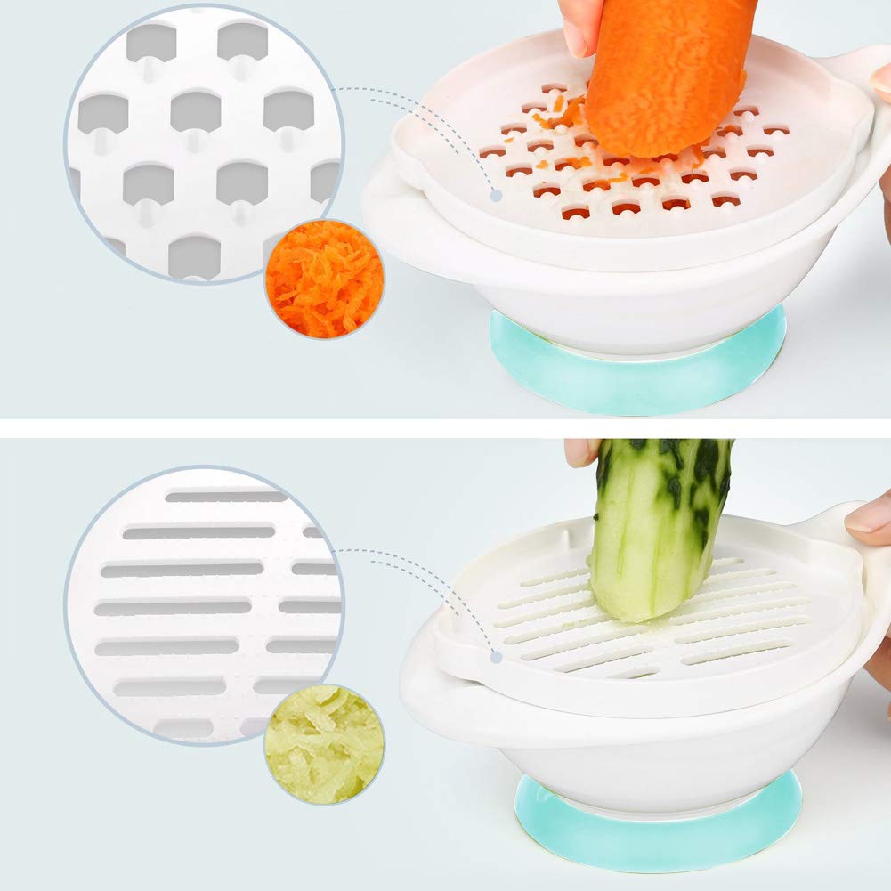 Versatile Baby Food Maker Set - Toddler Food Mills with Mash Bowl, Hand Masher, Citrus Juicer, Grater - Making Homemade Baby Food - Fruits and Vegetables Masher - No BPA ( Green)