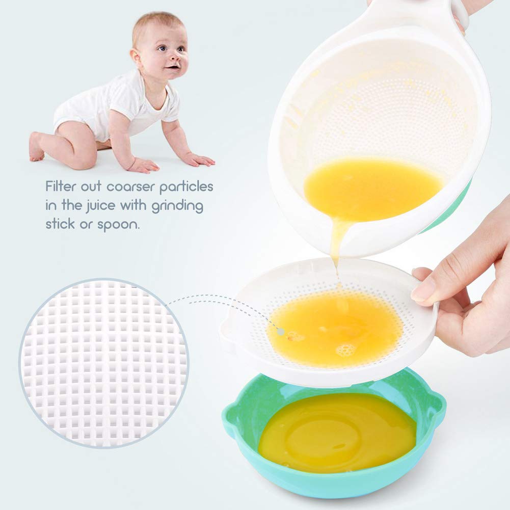 Versatile Baby Food Maker Set - Toddler Food Mills with Mash Bowl, Hand Masher, Citrus Juicer, Grater - Making Homemade Baby Food - Fruits and Vegetables Masher - No BPA ( Green)