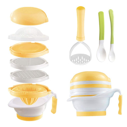 Versatile Baby Food Maker Set - Toddler Food Mills with Mash Bowl, Hand Masher, Citrus Juicer, Grater - Making Homemade Baby Food - Fruits and Vegetables Masher - No BPA ( Green)