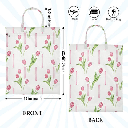 Tulips Ribbons Waterproof Travel Laundry Bag Reusable Set of 2