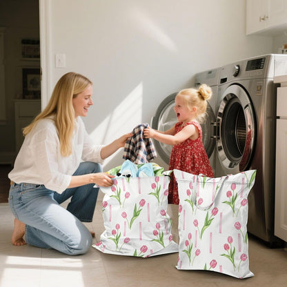 Tulips Ribbons Waterproof Travel Laundry Bag Reusable Set of 2