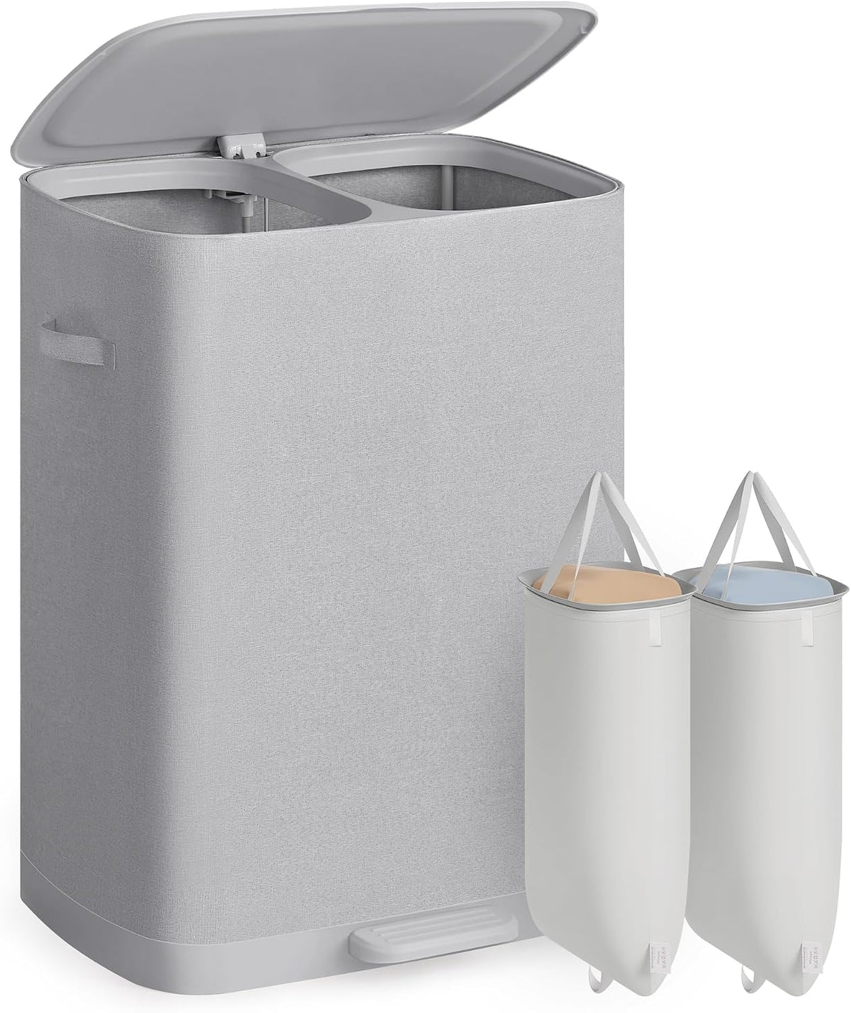 SONGMICS Laundry Hamper with Lid and Pedal, 160L Laundry Basket，2 Sections