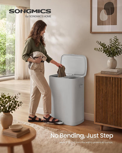 SONGMICS Laundry Hamper with Lid and Pedal, 160L Laundry Basket，2 Sections