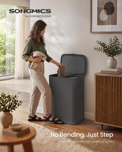 SONGMICS Laundry Hamper with Lid and Pedal, 160L Laundry Basket，2 Sections