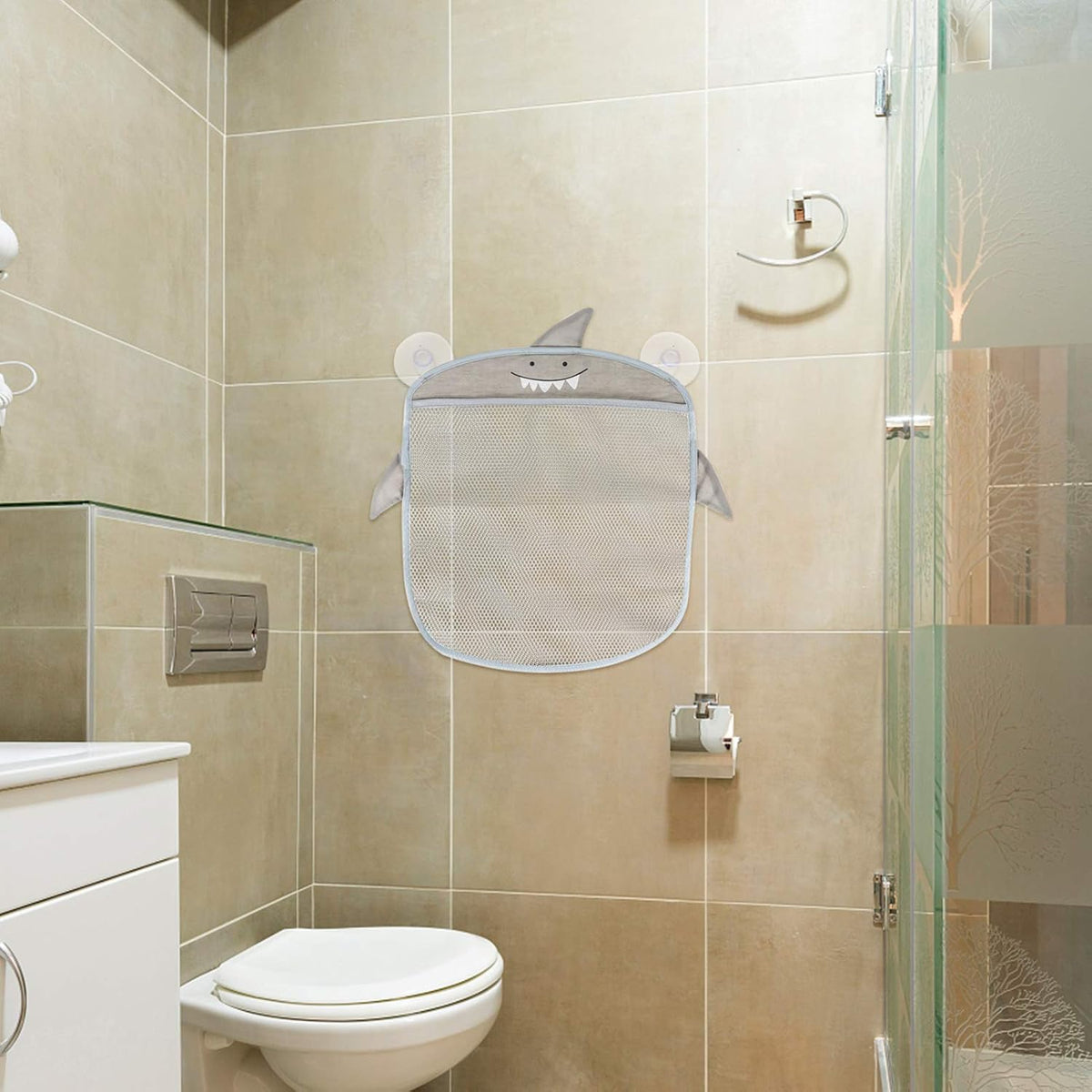 2pcs Wall-Mounted Bath Toy Storage Bag with Suction Cups Waterproof Mesh Organizer for Boys and Girls Bathroom Creative Toy Holder for Easy Cleaning and Quick Drying