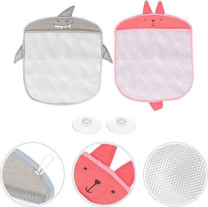 2pcs Wall-Mounted Bath Toy Storage Bag with Suction Cups Waterproof Mesh Organizer for Boys and Girls Bathroom Creative Toy Holder for Easy Cleaning and Quick Drying