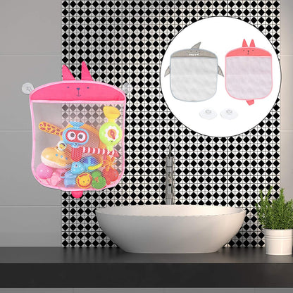 2pcs Wall-Mounted Bath Toy Storage Bag with Suction Cups Waterproof Mesh Organizer for Boys and Girls Bathroom Creative Toy Holder for Easy Cleaning and Quick Drying