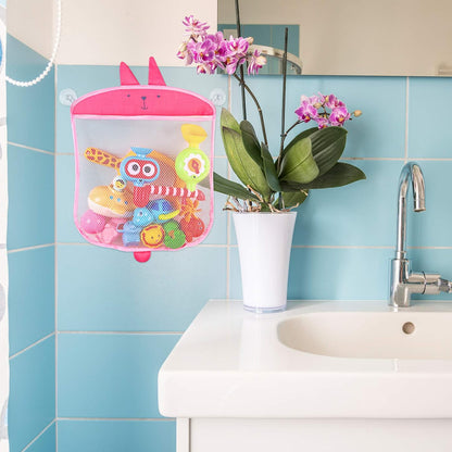 2pcs Wall-Mounted Bath Toy Storage Bag with Suction Cups Waterproof Mesh Organizer for Boys and Girls Bathroom Creative Toy Holder for Easy Cleaning and Quick Drying