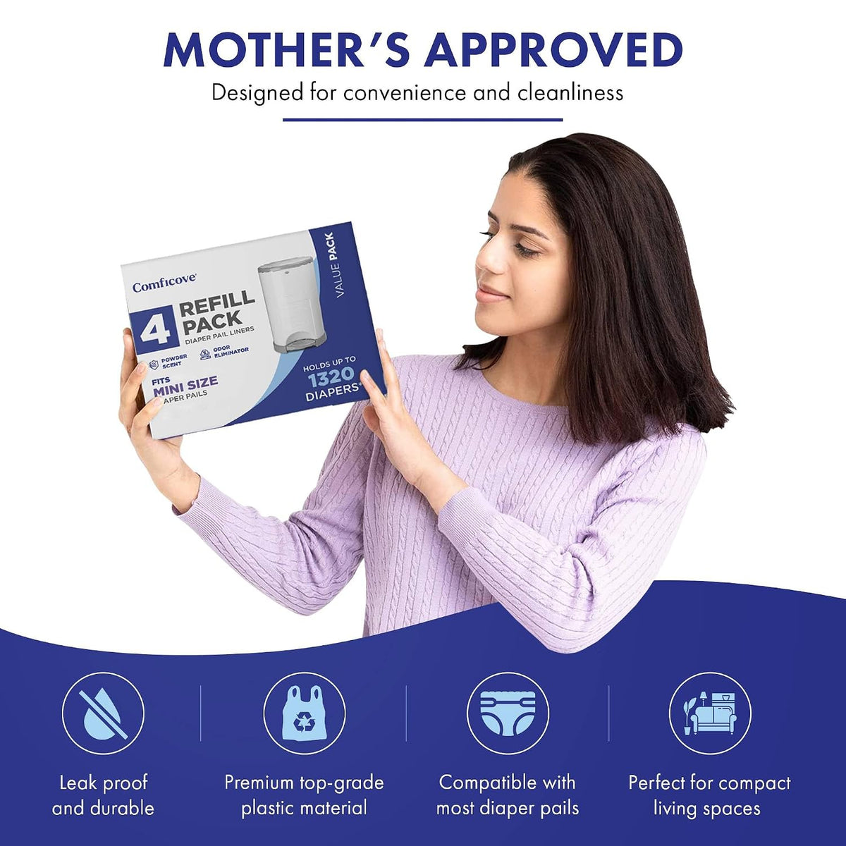 Refills Compatible with DEKOR MINI Diaper Pails | 4 Pack | Extra Thick Diaper Pail Refill Liners | Fresh Scent | Easy to Replace and Dispose of Diaper Bag | Odorless Baby Diapers Disposal