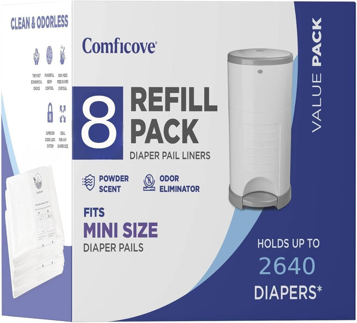 Refills Compatible with DEKOR MINI Diaper Pails | 4 Pack | Extra Thick Diaper Pail Refill Liners | Fresh Scent | Easy to Replace and Dispose of Diaper Bag | Odorless Baby Diapers Disposal