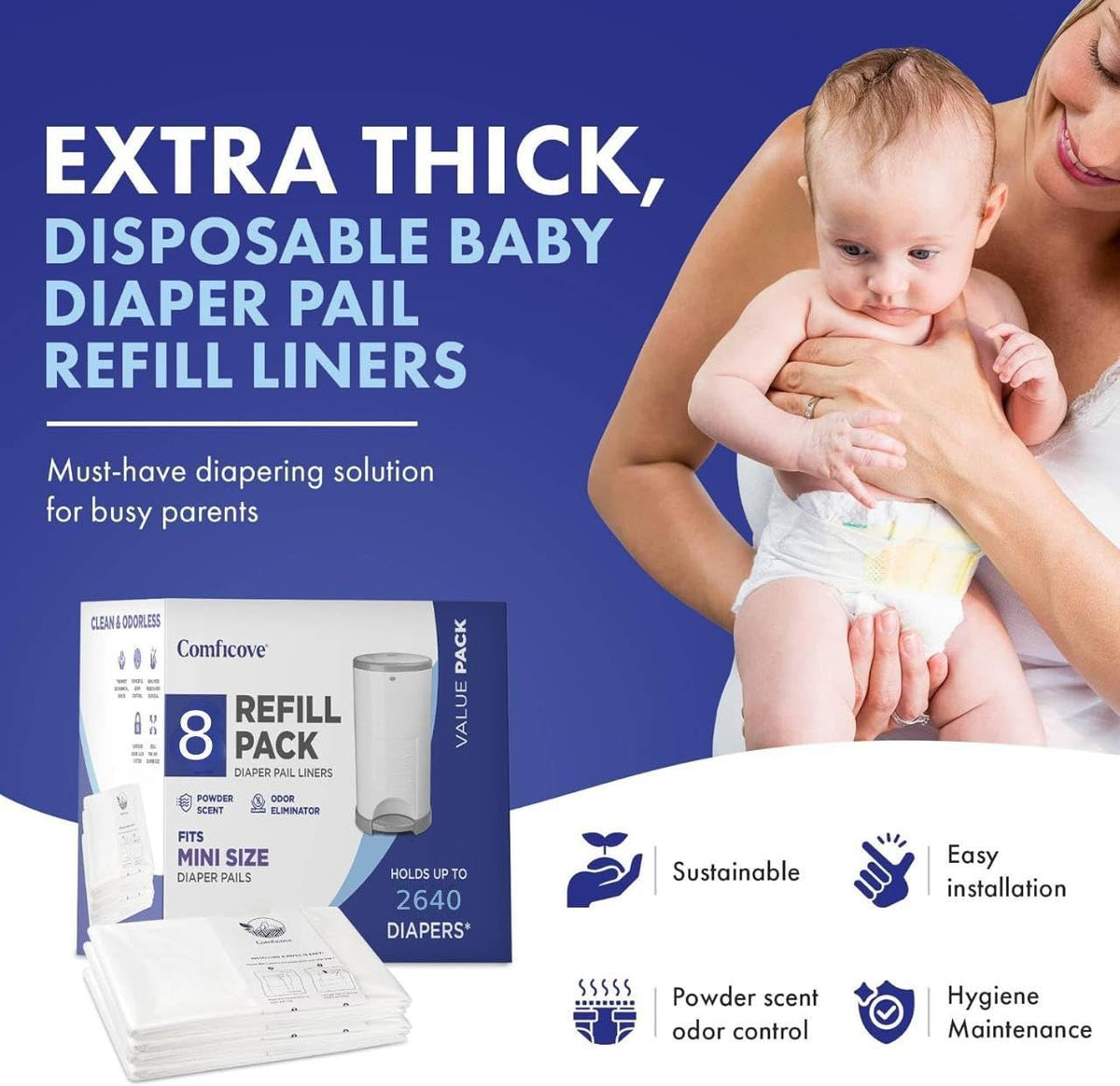 Refills Compatible with DEKOR MINI Diaper Pails | 4 Pack | Extra Thick Diaper Pail Refill Liners | Fresh Scent | Easy to Replace and Dispose of Diaper Bag | Odorless Baby Diapers Disposal