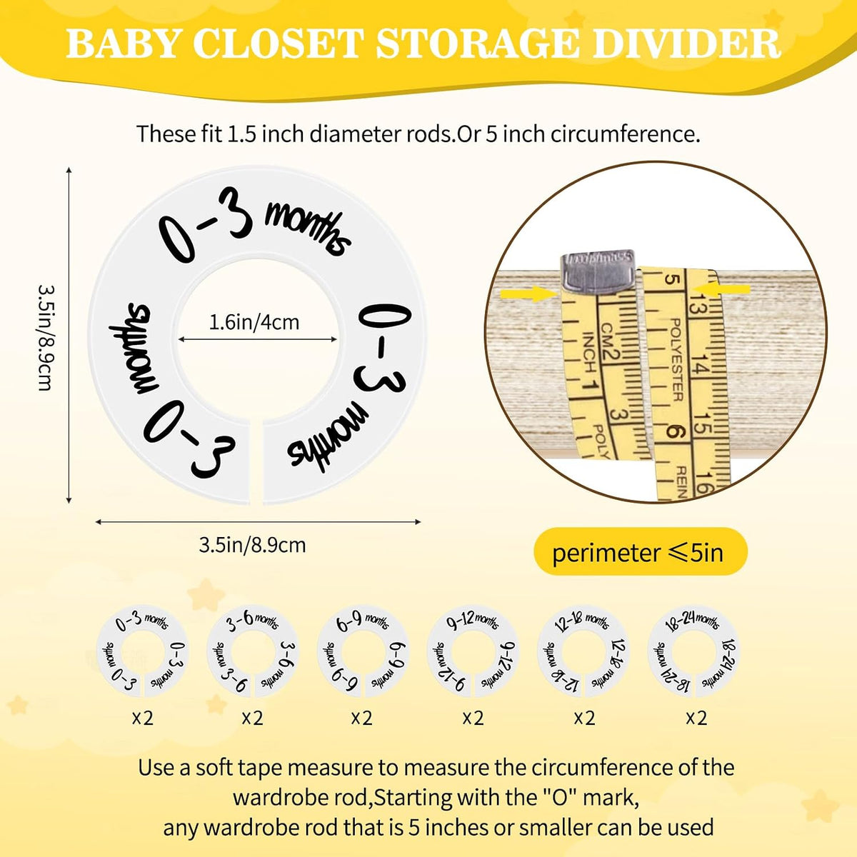12 PCS Baby Closet Dividers,Clothes Size Organizer,Clothes Size Organizer