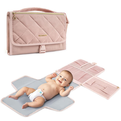 Portable Changing Pad for Baby Newborn Water Resistance Detachable Travel Diaper Changing Mat with Wipes Pockets Padded Pillow Baby Essentials Gifts (Grey)