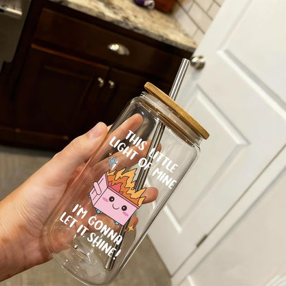 Funny Dumpster Fire Cup Office Christmas Gifts for Women Coworker Boss Friend Sister Boss Lady, This Little Light of Mine I'm Gonna Let It Shine Sarcastic Quote Gifts for Woman Man
