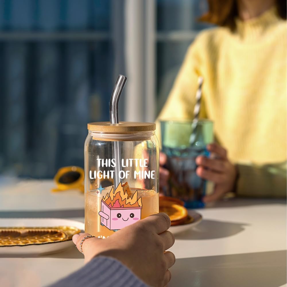 Funny Dumpster Fire Cup Office Christmas Gifts for Women Coworker Boss Friend Sister Boss Lady, This Little Light of Mine I'm Gonna Let It Shine Sarcastic Quote Gifts for Woman Man