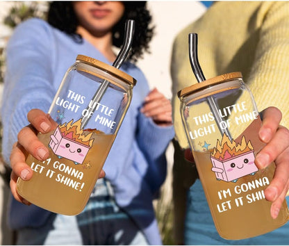 Funny Dumpster Fire Cup Office Christmas Gifts for Women Coworker Boss Friend Sister Boss Lady, This Little Light of Mine I'm Gonna Let It Shine Sarcastic Quote Gifts for Woman Man