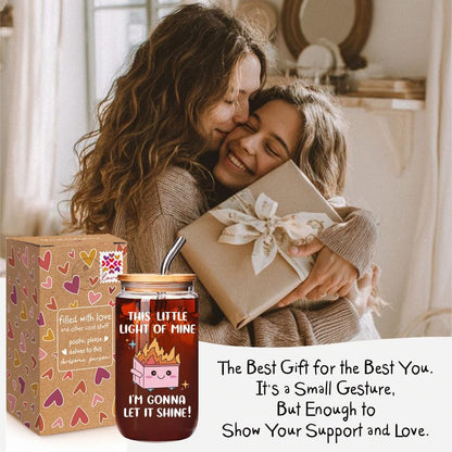 Funny Dumpster Fire Cup Office Christmas Gifts for Women Coworker Boss Friend Sister Boss Lady, This Little Light of Mine I'm Gonna Let It Shine Sarcastic Quote Gifts for Woman Man