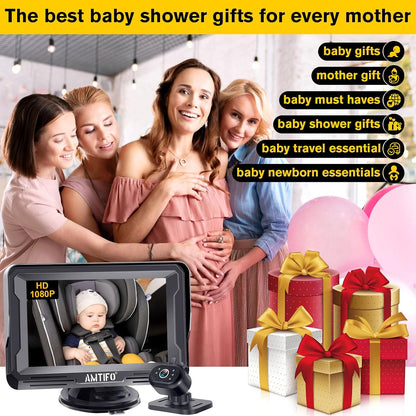 Baby Car Camera Easy Install: Clear Night Vision 2Mins Plug-Play Backseat Camera 360 Rotation Rear Facing Car Baby Monitor with Camera