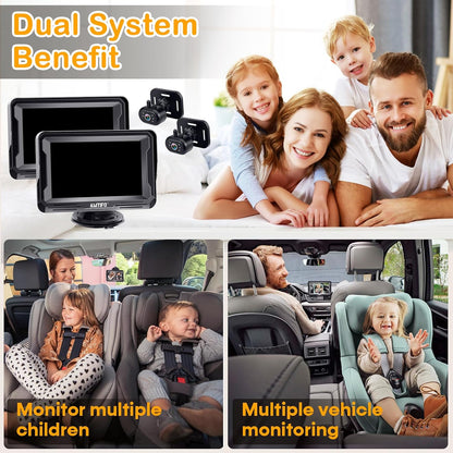 Baby Car Camera Easy Install: Clear Night Vision 2Mins Plug-Play Backseat Camera 360 Rotation Rear Facing Car Baby Monitor with Camera