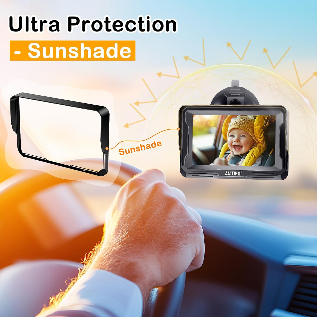 Baby Car Camera Easy Install: Clear Night Vision 2Mins Plug-Play Backseat Camera 360 Rotation Rear Facing Car Baby Monitor with Camera