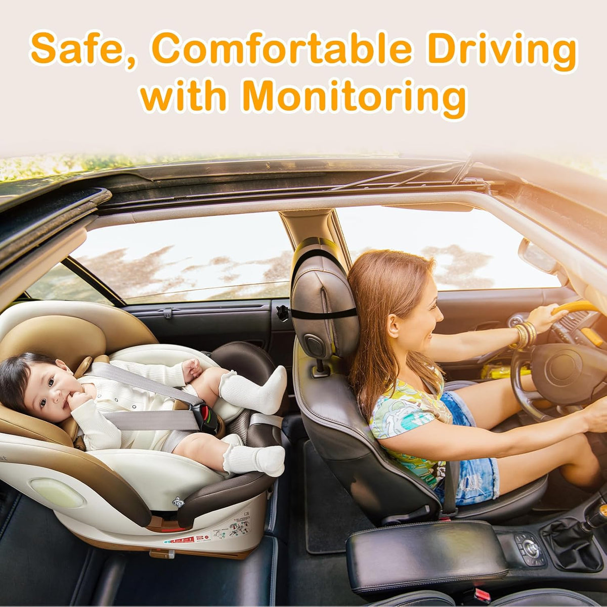 Baby Car Camera Easy Install: Clear Night Vision 2Mins Plug-Play Backseat Camera 360 Rotation Rear Facing Car Baby Monitor with Camera