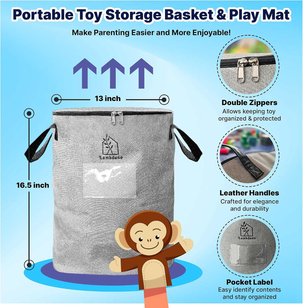 Portable Toy Storage & Play Mat - Toy Organizer - Toy Bag for Kids