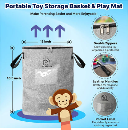Portable Toy Storage & Play Mat - Toy Organizer - Toy Bag for Kids