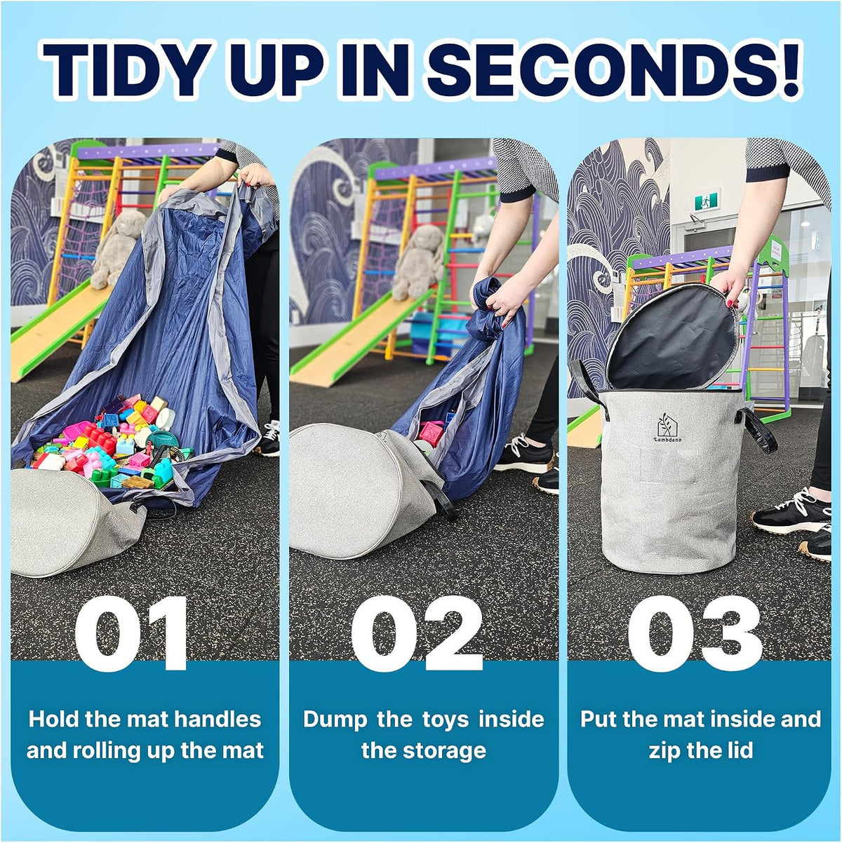Portable Toy Storage & Play Mat - Toy Organizer - Toy Bag for Kids