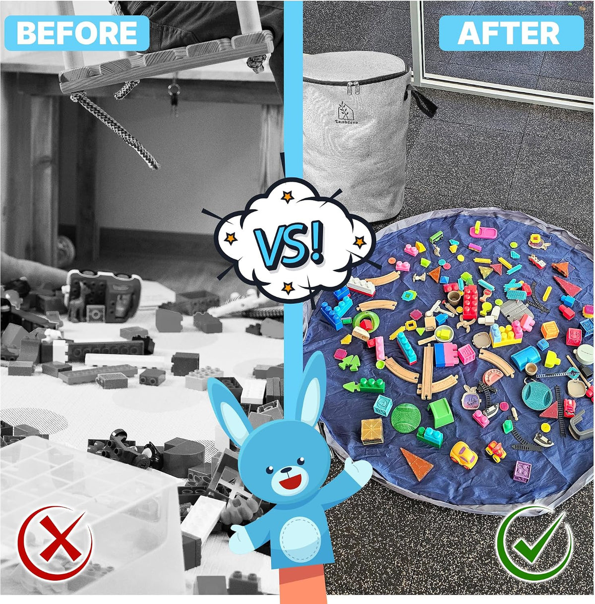 Portable Toy Storage & Play Mat - Toy Organizer - Toy Bag for Kids
