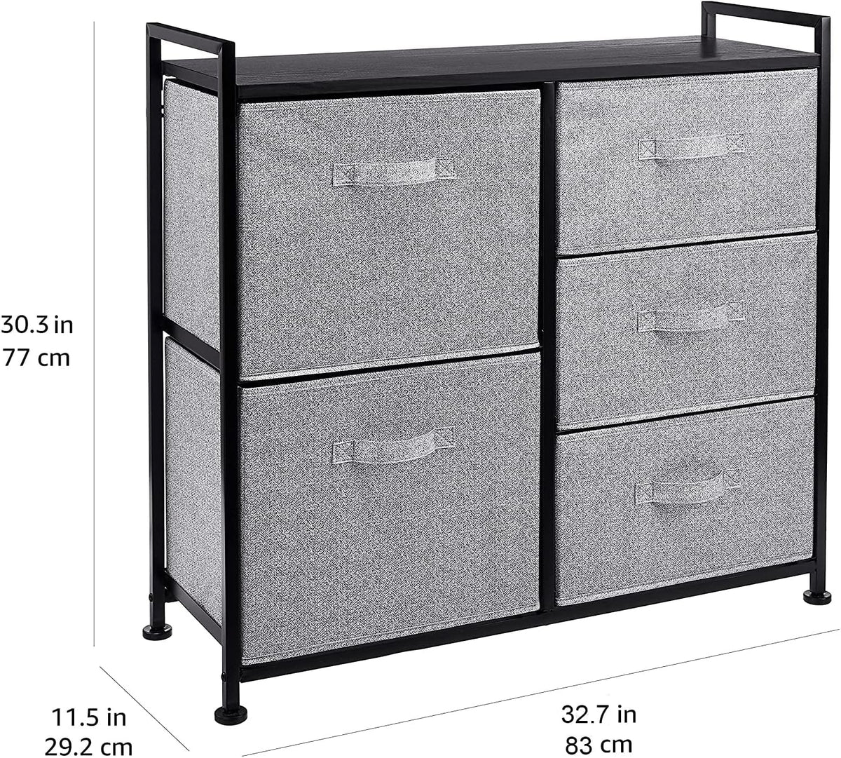 Bedroom Closet Organizer with 5-Fabric Storage Drawers for Clothes Storage, White