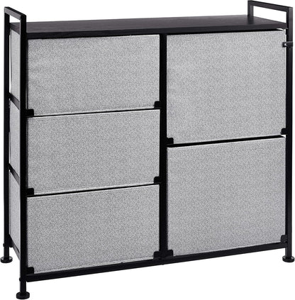 Bedroom Closet Organizer with 5-Fabric Storage Drawers for Clothes Storage, White