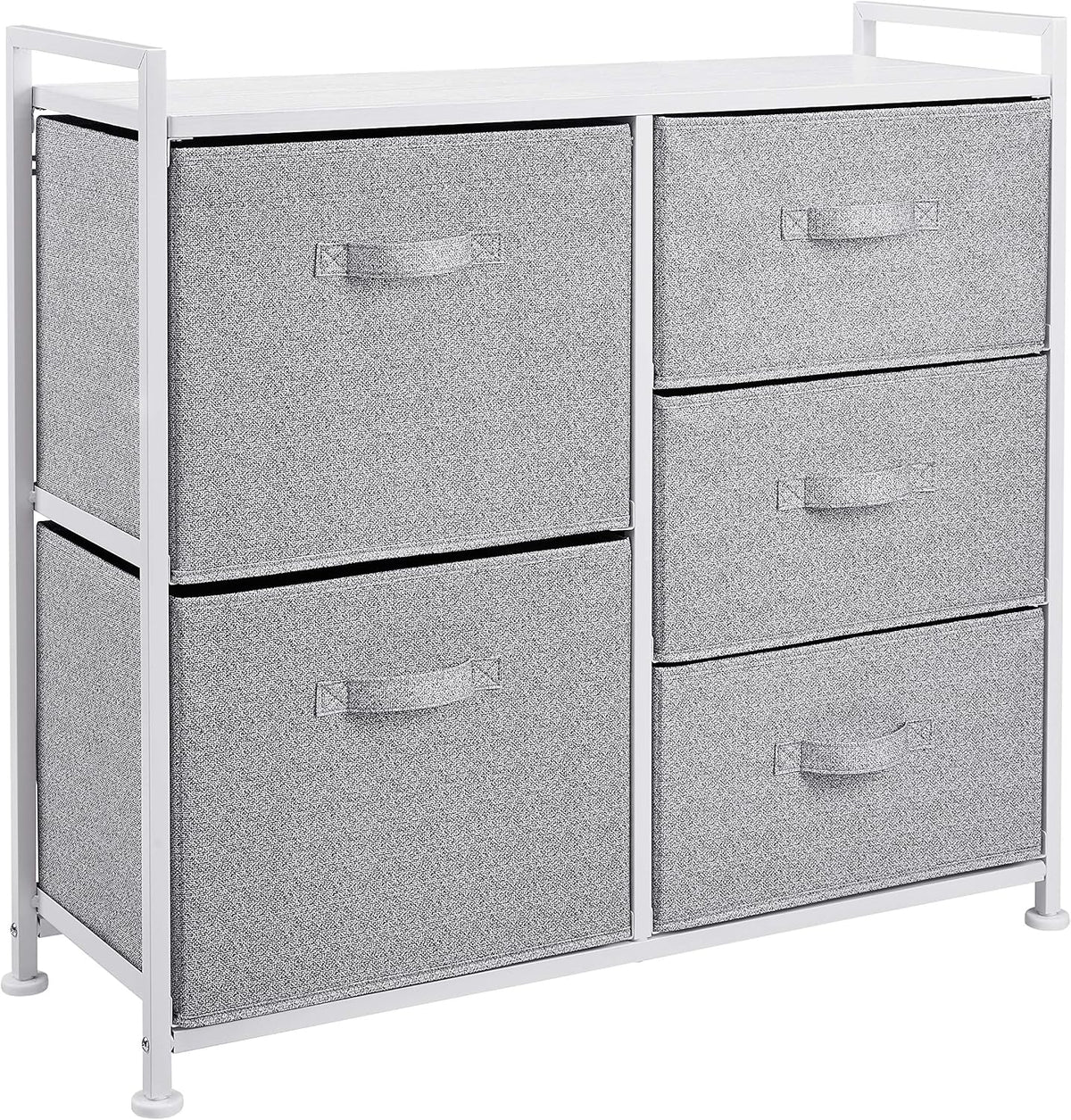 Bedroom Closet Organizer with 5-Fabric Storage Drawers for Clothes Storage, White