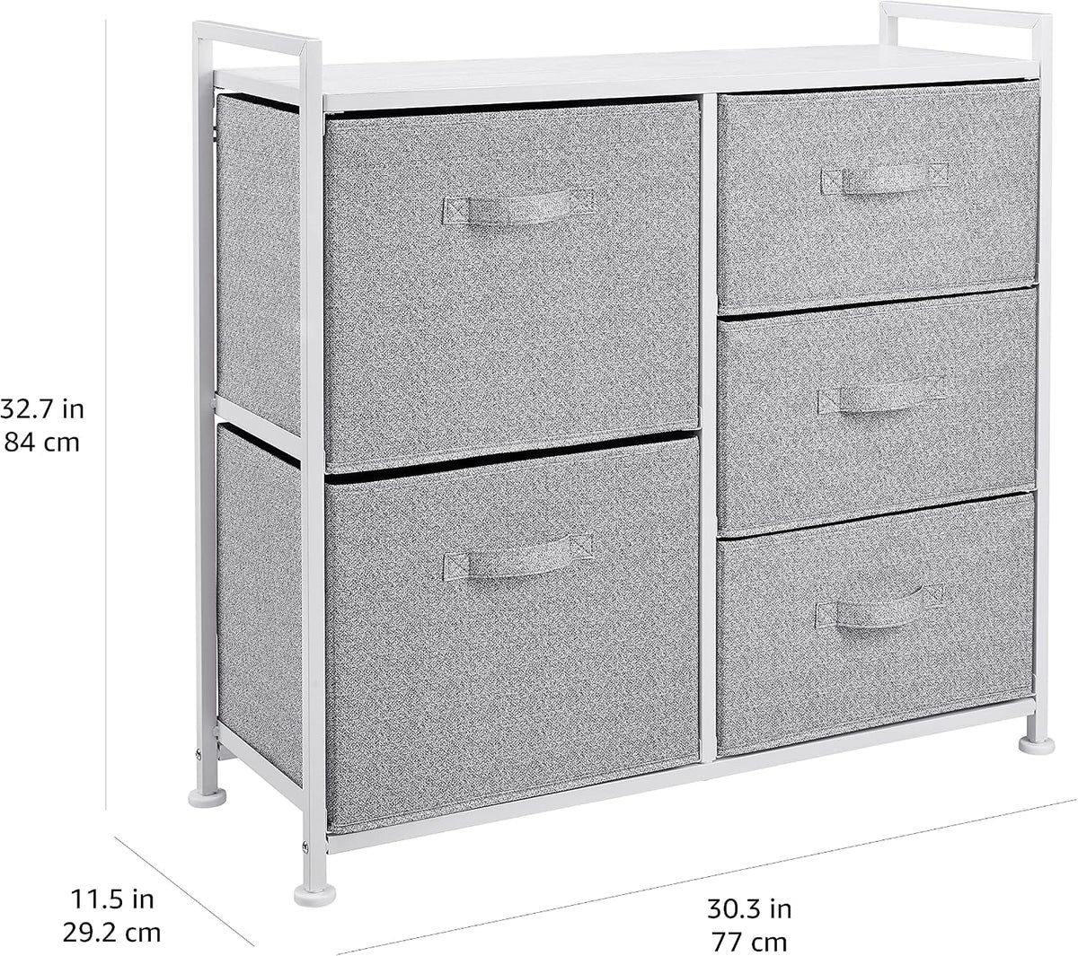 Bedroom Closet Organizer with 5-Fabric Storage Drawers for Clothes Storage, White