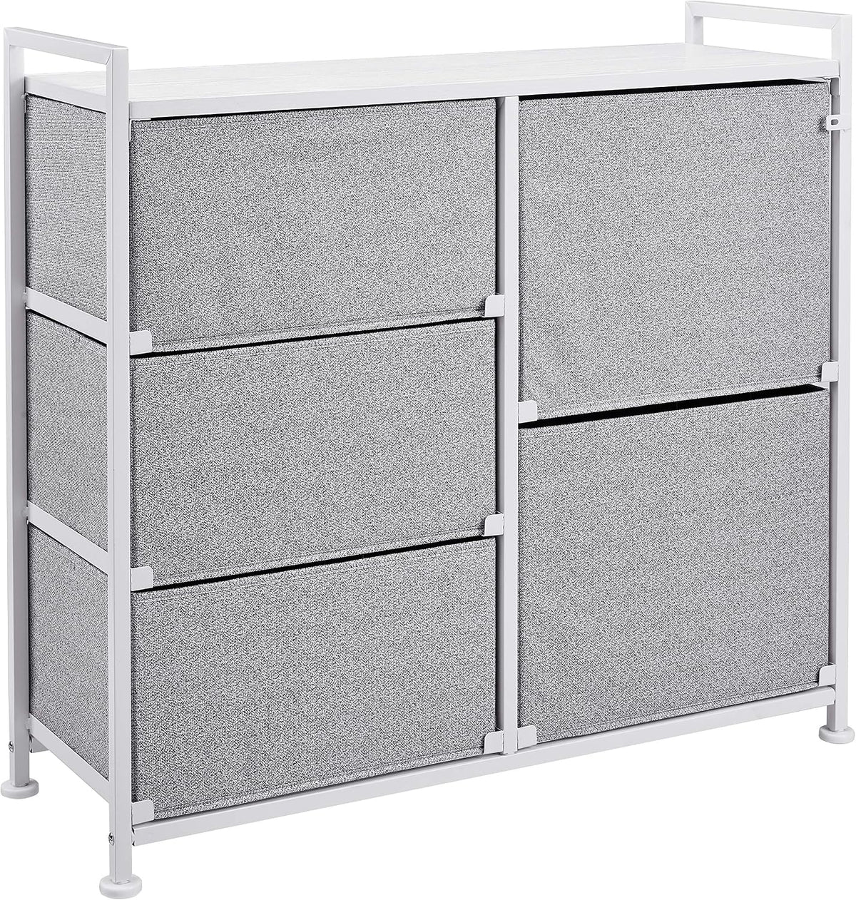 Bedroom Closet Organizer with 5-Fabric Storage Drawers for Clothes Storage, White