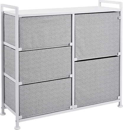 Bedroom Closet Organizer with 5-Fabric Storage Drawers for Clothes Storage, White